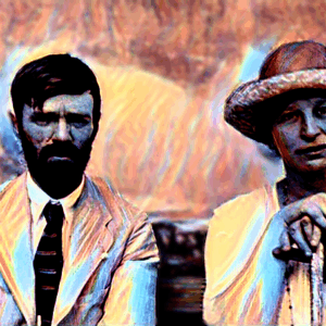 Lawrence & Frida: eleganza e mistero tra colori pop e suggestioni oniriche in un ritratto NFT stilizzato senza tempo